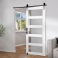 VEVOR Barn Door and Hardware Kit, 42" x 84" Ξύλινη και γυάλινη συρόμενη πόρτα αχυρώνα, ομαλά και αθόρυβα, κιτ αχυρώνας με οδηγό δαπέδου 8 σε 1 και λαβή πόρτας, πλάκα από ξύλο ελάτης και παγωμένο γυαλί