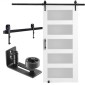 VEVOR Barn Door and Hardware Kit, 42" x 84" Ξύλινη και γυάλινη συρόμενη πόρτα αχυρώνα, ομαλά και αθόρυβα, κιτ αχυρώνας με οδηγό δαπέδου 8 σε 1 και λαβή πόρτας, πλάκα από ξύλο ελάτης και παγωμένο γυαλί
