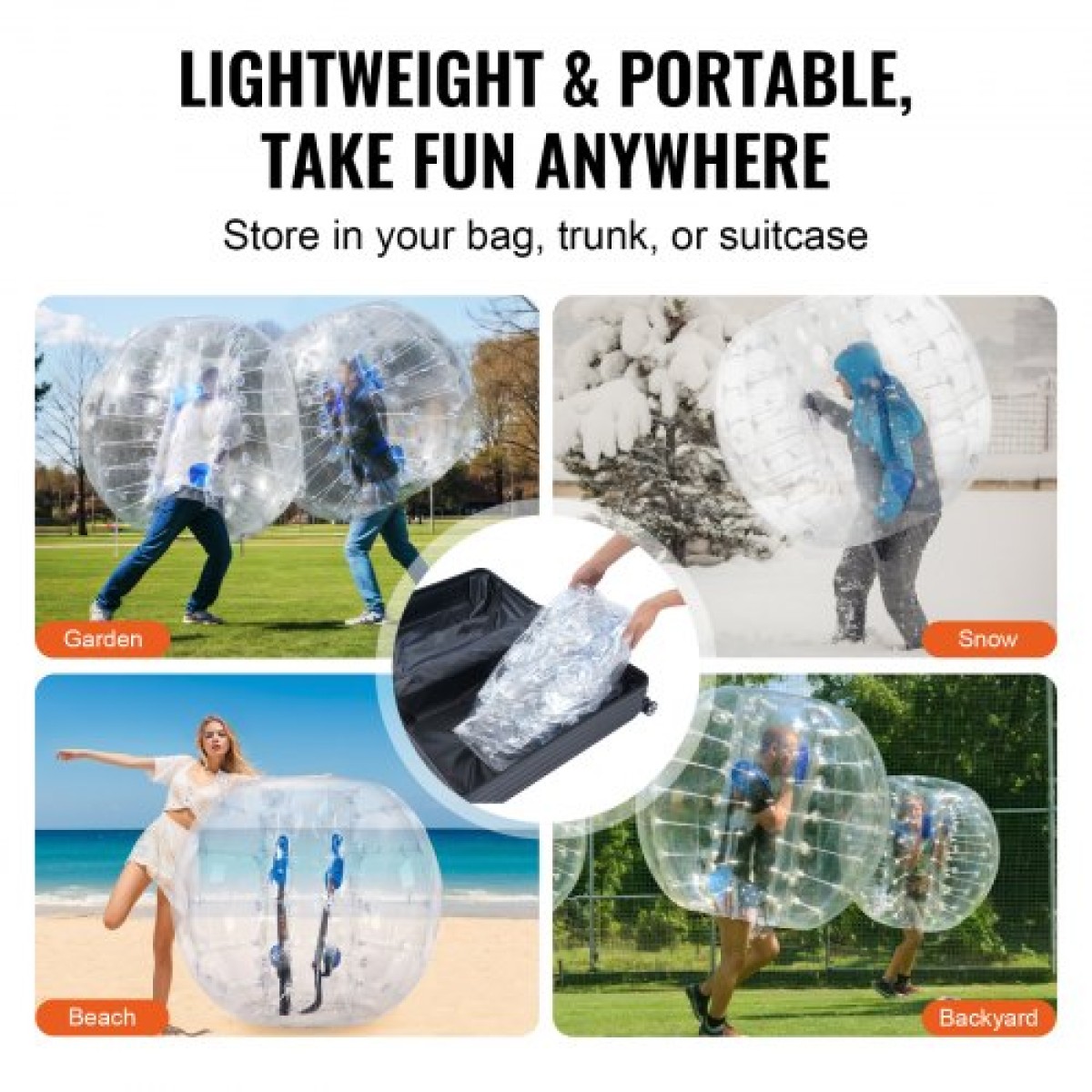 Φουσκωτή μπάλα προφυλακτήρα VEVOR 1-pack, 4FT/1,2M Body Sumo Zorb Balls για εφήβους και ενήλικες, πάχους 0,8mm PVC Human Hamster Bubble Balls για ομαδικό παιχνίδι σε εξωτερικό χώρο, παιχνίδια προφυλακτήρα Bopper για κήπο, αυλή, πάρκο