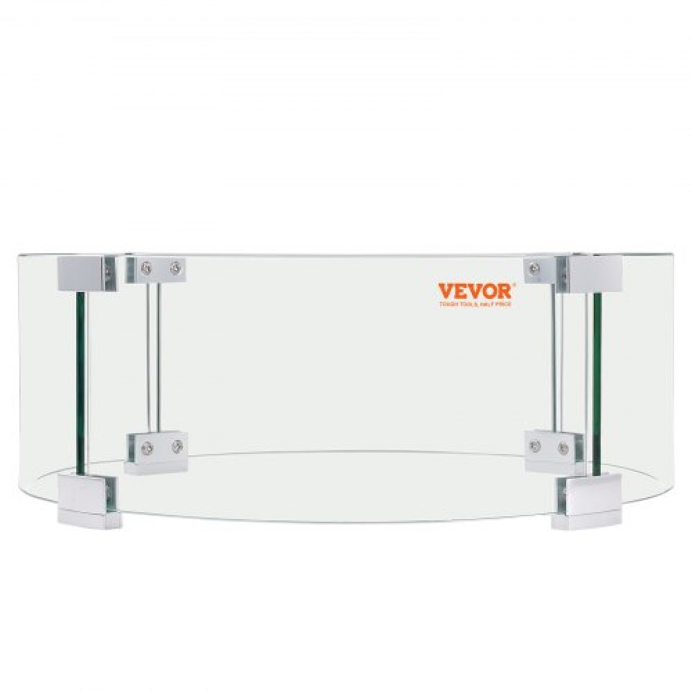 VEVOR Fire Pit Wind Guard, 435 x 170 mm Round Glass Flame Shield, 6mm Thick Fire Table Accessory, Clear Tempered Glass Flame Guard for Propane, Gas, Outdoor, Patio, Backyard