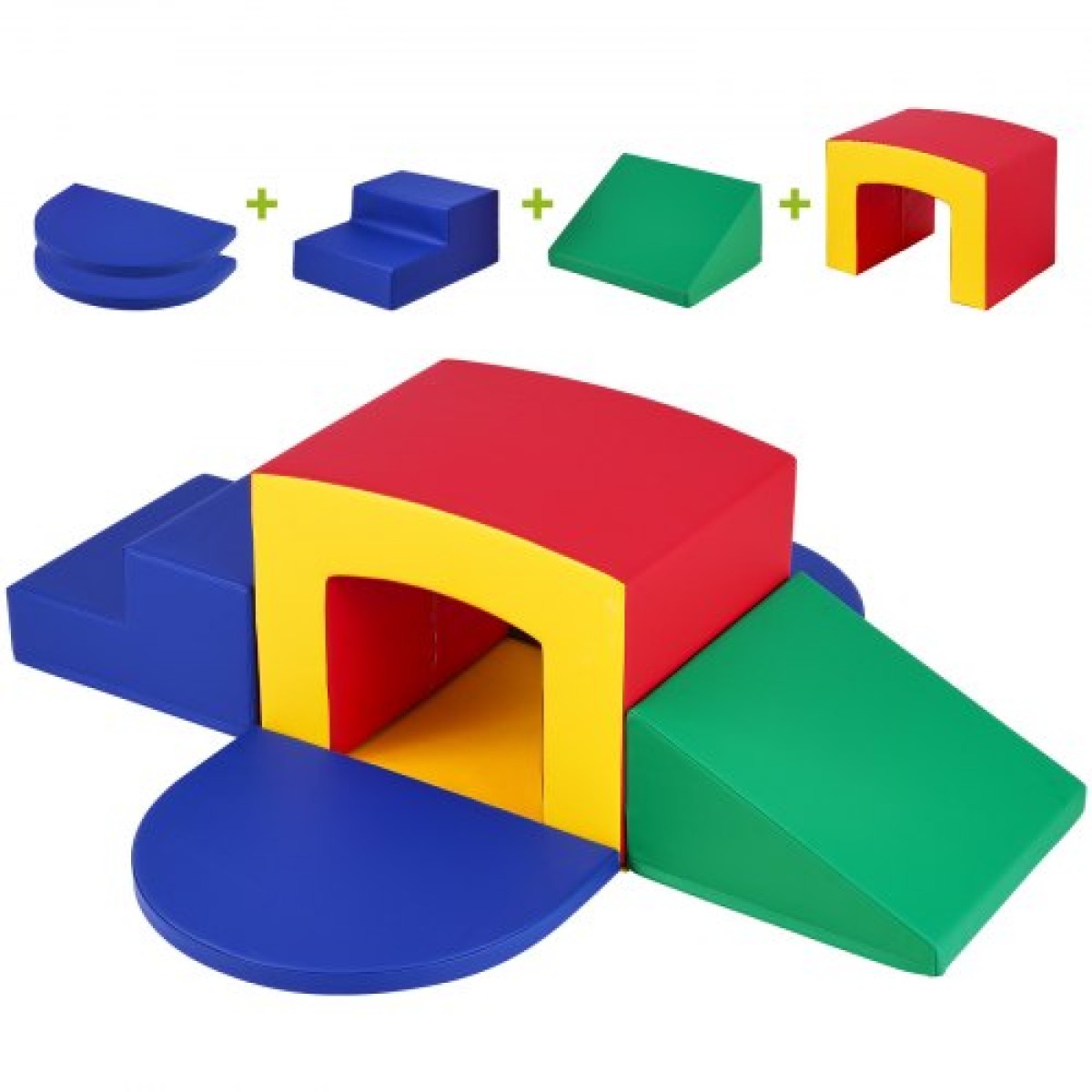 VEVOR Toddler Climbing Toys Indoor, 5 Piece Climb, Crawl and Tunnel Equipment Soft Play, Foam Climbing Toys, Kids Tunnel Maze με σκάλες και ράμπα, Εσωτερικός χώρος για παιδιά προσχολικής ηλικίας Εύκολος καθαρισμός (Ποικίλα)