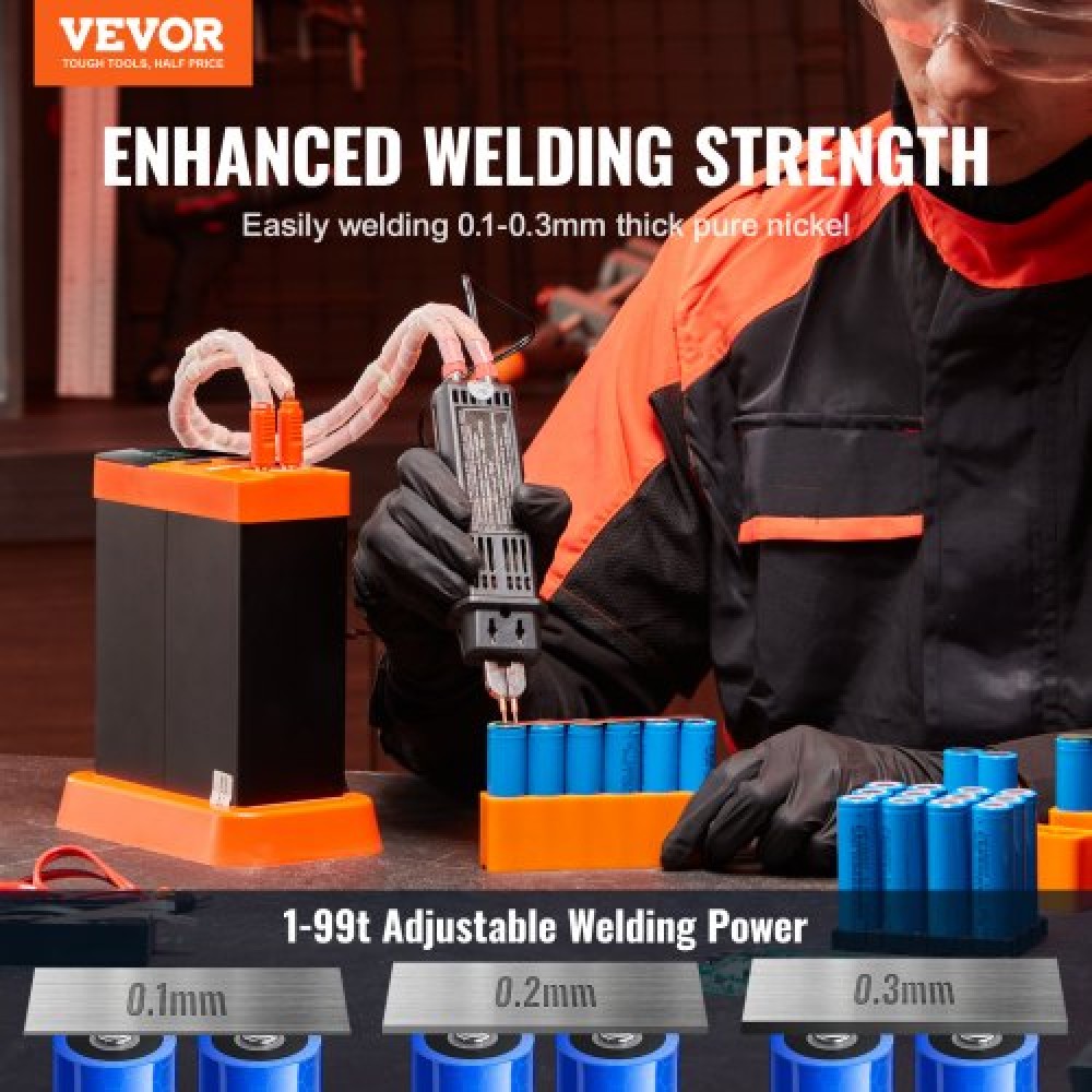VEVOR Battery Spot Welder, 14,5KW Capacitor Energy Storage Pulse Battery Spot Welder with 73B Welding Pen, 801D High Power Spot Welding Equipment & 2 Welding Modes for 0,1-0,3mm Pure Nickel, Batteries