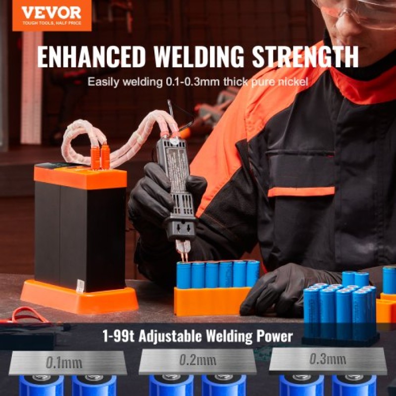 VEVOR Battery Spot Welder, 14,5KW Capacitor Energy Storage Pulse Battery Spot Welder with 73B Welding Pen, 801D High Power Spot Welding Equipment & 2 Welding Modes for 0,1-0,3mm Pure Nickel, Batteries