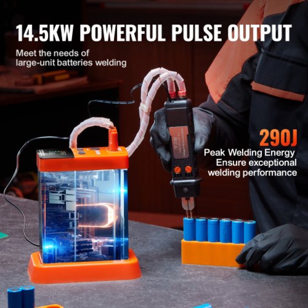 VEVOR Battery Spot Welder, 14,5KW Capacitor Energy Storage Pulse Battery Spot Welder with 73B Welding Pen, 801D High Power Spot Welding Equipment & 2 Welding Modes for 0,1-0,3mm Pure Nickel, Batteries