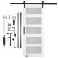 VEVOR Barn Door and Hardware Kit, 30" x 84" Ξύλινη και γυάλινη συρόμενη πόρτα αχυρώνα, ομαλά και αθόρυβα, κιτ αχυρώνας με οδηγό δαπέδου 8 σε 1 και λαβή πόρτας, πλάκα από ξύλο ελάτης και παγωμένο γυαλί