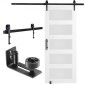 VEVOR Barn Door and Hardware Kit, 30" x 84" Ξύλινη και γυάλινη συρόμενη πόρτα αχυρώνα, ομαλά και αθόρυβα, κιτ αχυρώνας με οδηγό δαπέδου 8 σε 1 και λαβή πόρτας, πλάκα από ξύλο ελάτης και παγωμένο γυαλί