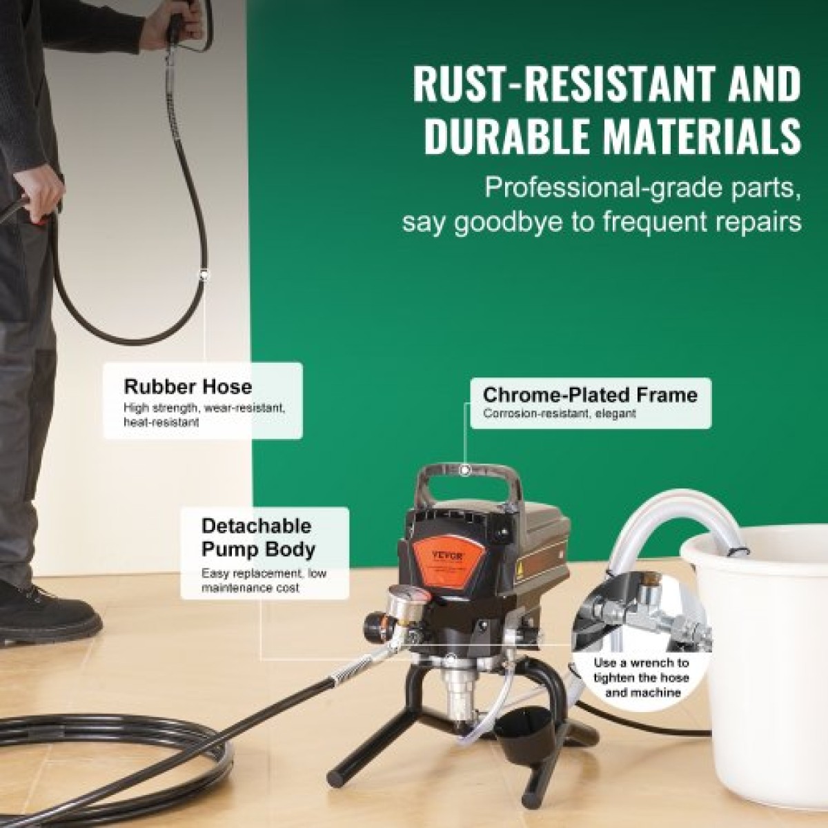 VEVOR Stand Airless Paint Sprayer, 950W 3000PSI High Efficiency Electric Airless Sprayer, Fine and ομοιόμορφο αποτέλεσμα βαφής, Φορητοί ψεκαστήρες χρωμάτων για έπιπλα και φράχτες εσωτερικού και εξωτερικού σπιτιού