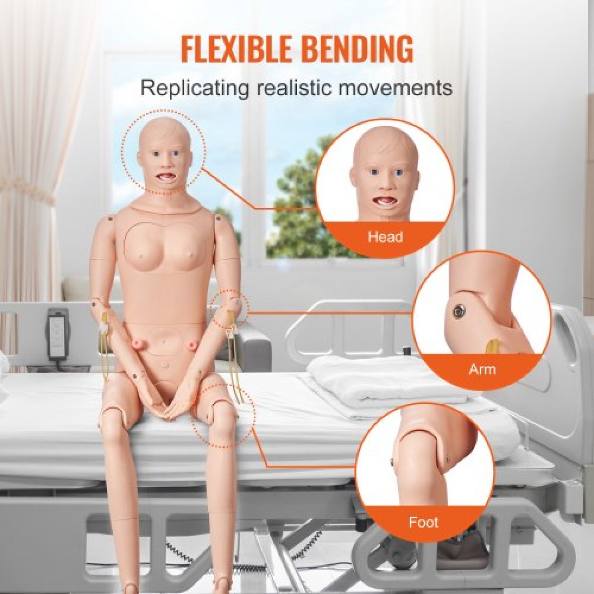 Ανδρικό ανδρείκελο VEVOR Nursing Training, Ανδρικό/Γυναικείο ανδρικό ανδρικό ανδρείκελο επίδειξης μεγέθους ζωής για εκπαίδευση νοσηλευτικής, μοντέλο διδασκαλίας πολλαπλών λειτουργιών εκπαίδευσης, μοντέλο προσομοιωτή περιποίησης σώματος ανατομικής μανεκέν 