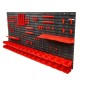 VEVOR Επιτοίχιοι κάδοι αποθήκευσης, 30-Bin Parts Rack Organizer Garage Plastic Shop Εργαλείο με πάνελ τοίχου/Θήρες εργαλείων/Γάντζοι, Ατζέντα εργαλείων για παξιμάδια, μπουλόνια, βίδες, καρφιά, χάντρες, κουμπιά, μαύρο και κόκκινο