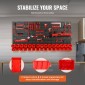 VEVOR Επιτοίχιοι κάδοι αποθήκευσης, 30-Bin Parts Rack Organizer Garage Plastic Shop Εργαλείο με πάνελ τοίχου/Θήρες εργαλείων/Γάντζοι, Ατζέντα εργαλείων για παξιμάδια, μπουλόνια, βίδες, καρφιά, χάντρες, κουμπιά, μαύρο και κόκκινο