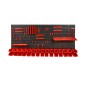 VEVOR Επιτοίχιοι κάδοι αποθήκευσης, 30-Bin Parts Rack Organizer Garage Plastic Shop Εργαλείο με πάνελ τοίχου/Θήρες εργαλείων/Γάντζοι, Ατζέντα εργαλείων για παξιμάδια, μπουλόνια, βίδες, καρφιά, χάντρες, κουμπιά, μαύρο και κόκκινο
