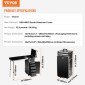 VEVOR Professional Makeup Train Case Θήκη καλλυντικής αλουμινίου, πάγκος εργασίας με πόδια στήριξης, κυλιόμενη θήκη μακιγιάζ Εξαιρετικά μεγάλο τρόλεϊ μακιγιάζ Travel Organizer, με περιστρεφόμενους τροχούς 360°, Μαύρο