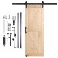 VEVOR Barn Door and Hardware Kit, 30" x 84" Ξύλινη συρόμενη πόρτα αχυρώνα, ομαλά και αθόρυβα, κιτ αχυρώνας με οδηγό δαπέδου 8 σε 1 και λαβή πόρτας, πλάκα με επένδυση από ξύλο ελάτης, εύκολη εγκατάσταση