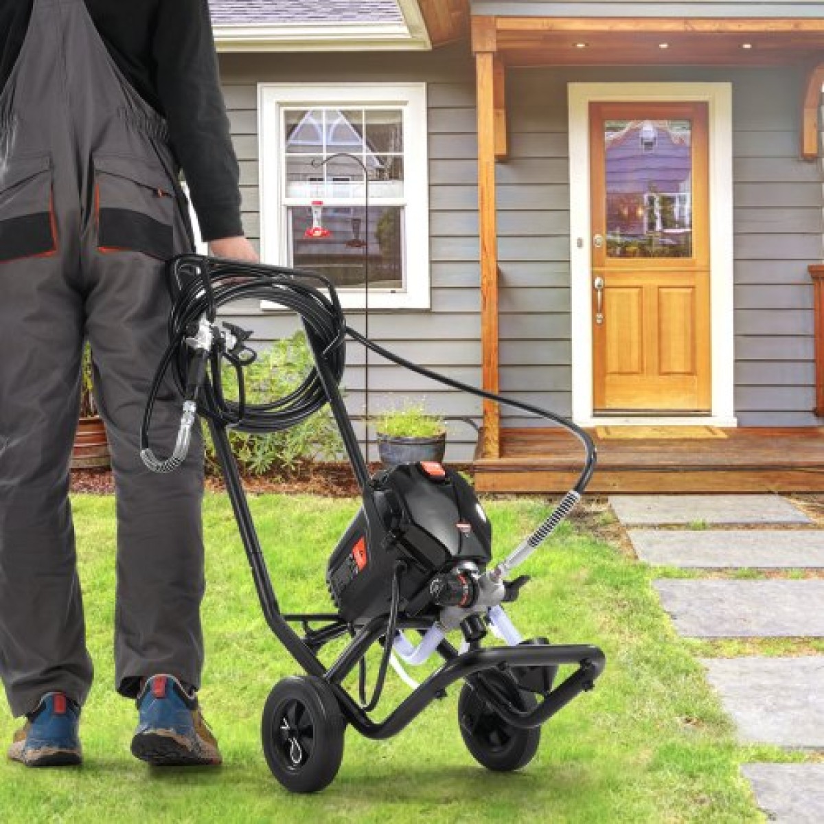VEVOR Stand Airless Paint Sprayer, 750W 3000PSI High Efficiency Electric Airless Sprayer with Cart, Fine and ομοιόμορφο εφέ βαφής, Ψεκαστήρες χρωμάτων για έπιπλα και φράχτες εσωτερικού και εξωτερικού σπιτιού
