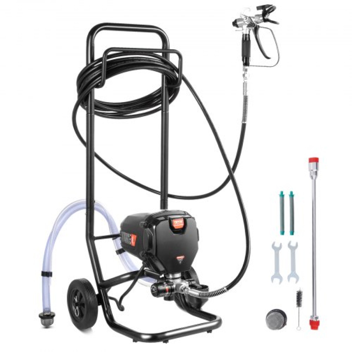 VEVOR Stand Airless Paint Sprayer, 750W 3000PSI High Efficiency Electric Airless Sprayer with Cart, Fine and ομοιόμορφο εφέ βαφής, Ψεκαστήρες χρωμάτων για έπιπλα και φράχτες εσωτερικού και εξωτερικού σπιτιού
