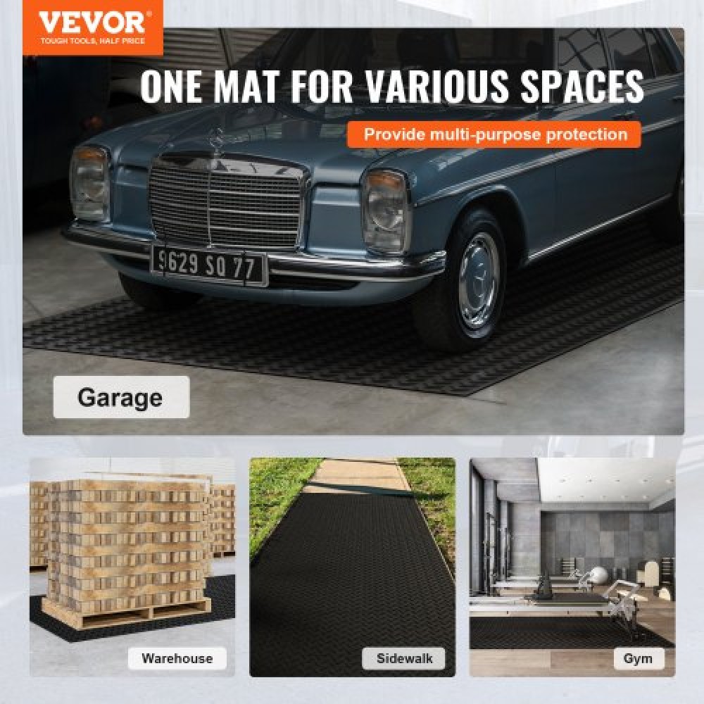 Ρολό δαπέδου από καουτσούκ VEVOR Diamond-Plate, 3 mm x 4 ft x 15 ft πατάκι γκαράζ, SBR Rubber ρολό δαπέδου γκαράζ, εύκολο στο καθάρισμα, διαμάντι πλάκα από καουτσούκ για κάτω από αυτοκίνητα, Garage Industry gym, μαύρο