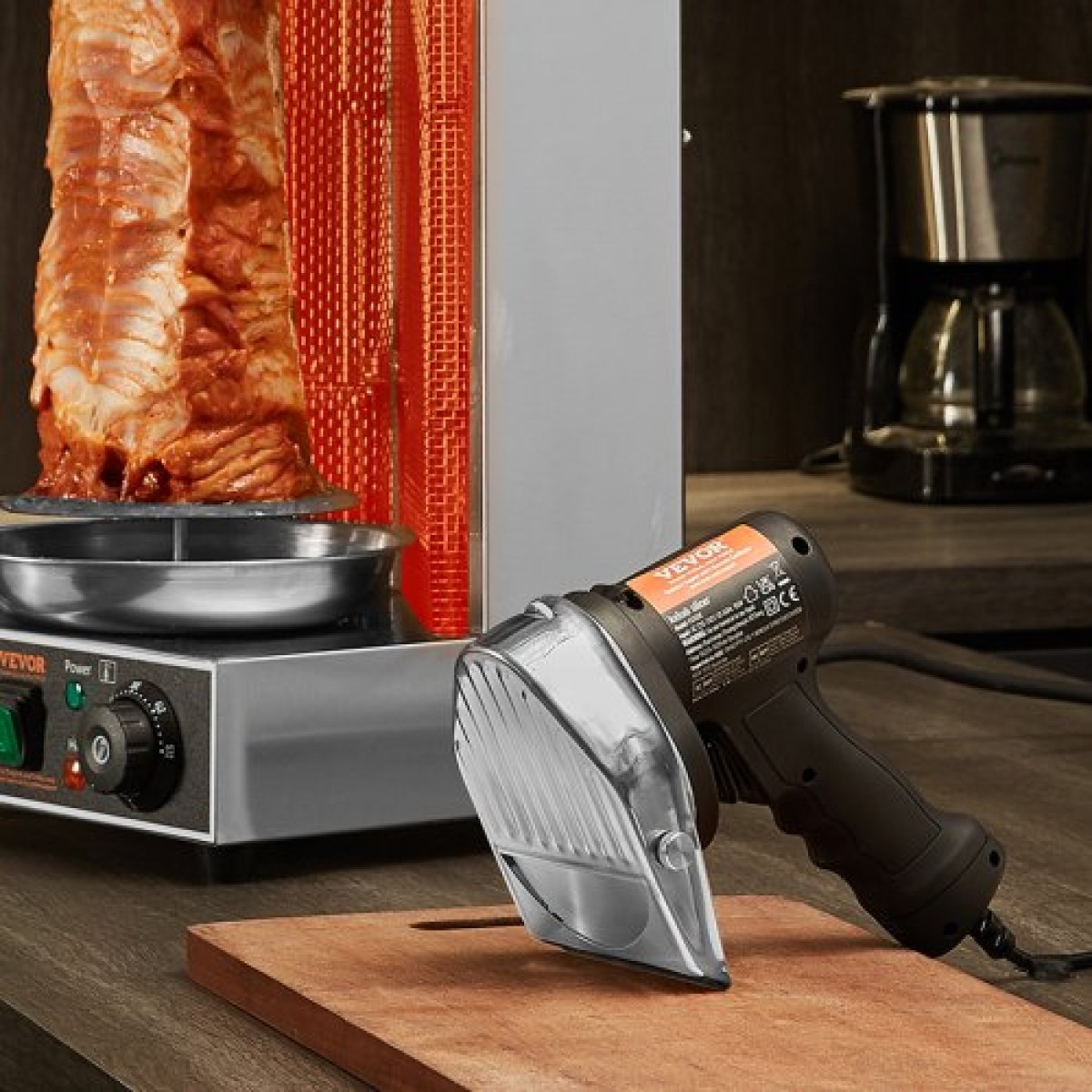 VEVOR Electric Shawarma Knife, Επαγγελματικό τουρκικό μαχαίρι για κεμπάπ 80W, Επαγγελματικός γυροσκόφτης από ανοξείδωτο ατσάλι, τεμαχιστής κρέατος Doner kebab με 2 λεπίδες, Διάμετρος λεπίδας Φ4"/100mm, Ρυθμιζόμενο πάχος 0-8mm