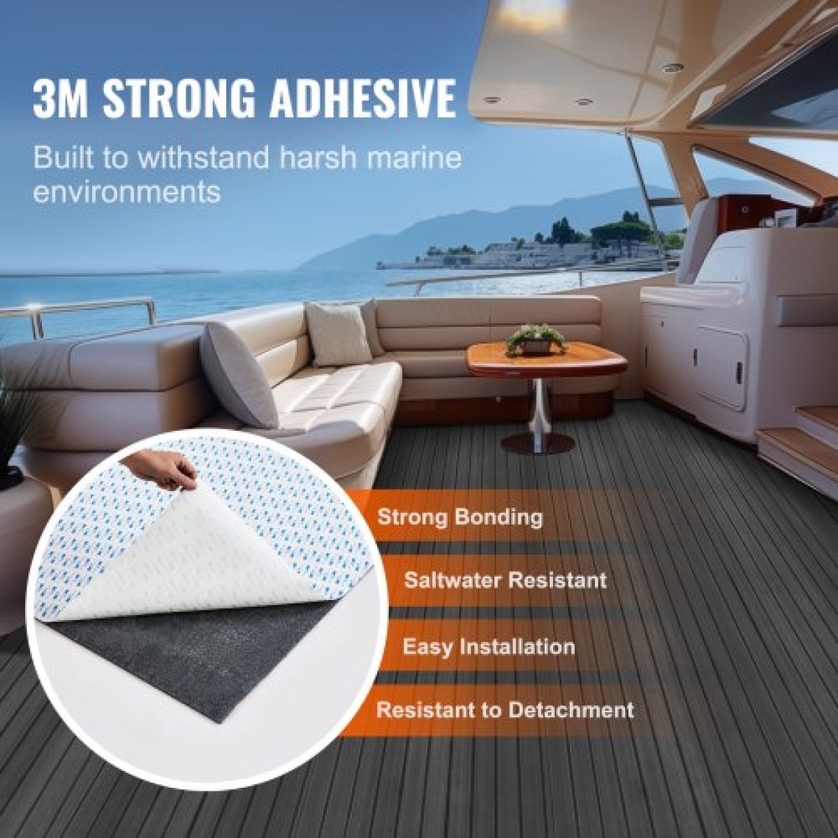 VEVOR Boat Flooring, EVA Foam Boat Decking 94,5" x 23,6", Αντιολισθητικό αυτοκόλλητο δάπεδο, 15,5 sq.ft Θαλάσσιο χαλί για σκάφη, γιοτ, Pontoon, δάπεδα καγιάκ