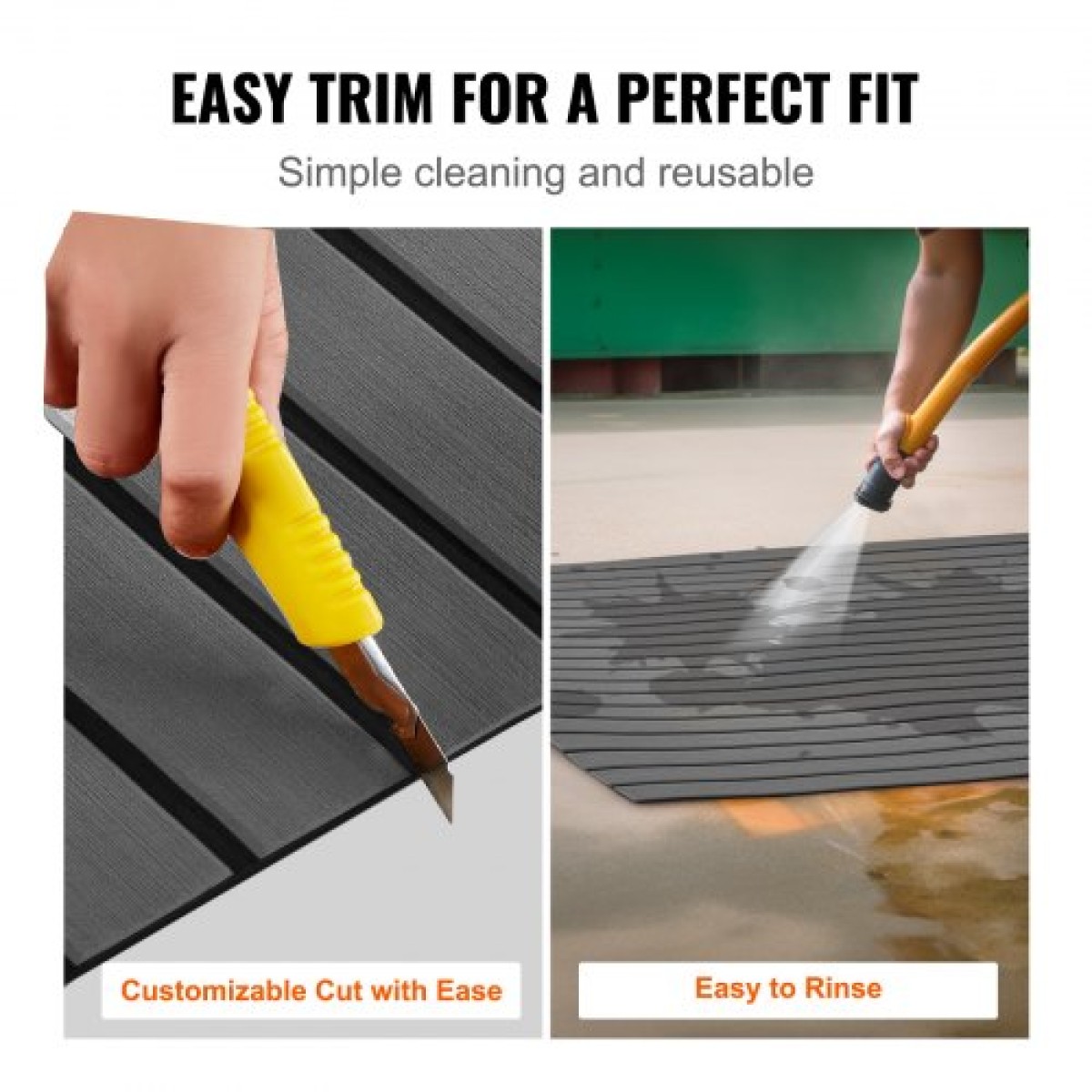 VEVOR Boat Flooring, EVA Foam Boat Decking 94,5" x 23,6", Αντιολισθητικό αυτοκόλλητο δάπεδο, 15,5 sq.ft Θαλάσσιο χαλί για σκάφη, γιοτ, Pontoon, δάπεδα καγιάκ