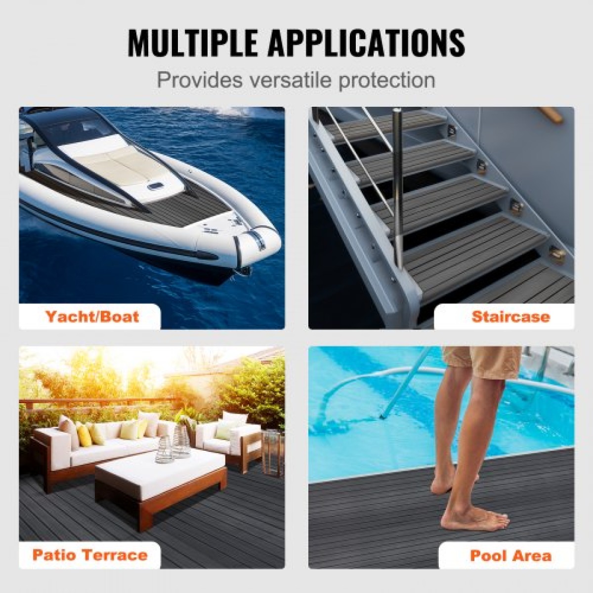 VEVOR Boat Flooring, EVA Foam Boat Decking 94,5" x 23,6", Αντιολισθητικό αυτοκόλλητο δάπεδο, 15,5 sq.ft Θαλάσσιο χαλί για σκάφη, γιοτ, Pontoon, δάπεδα καγιάκ