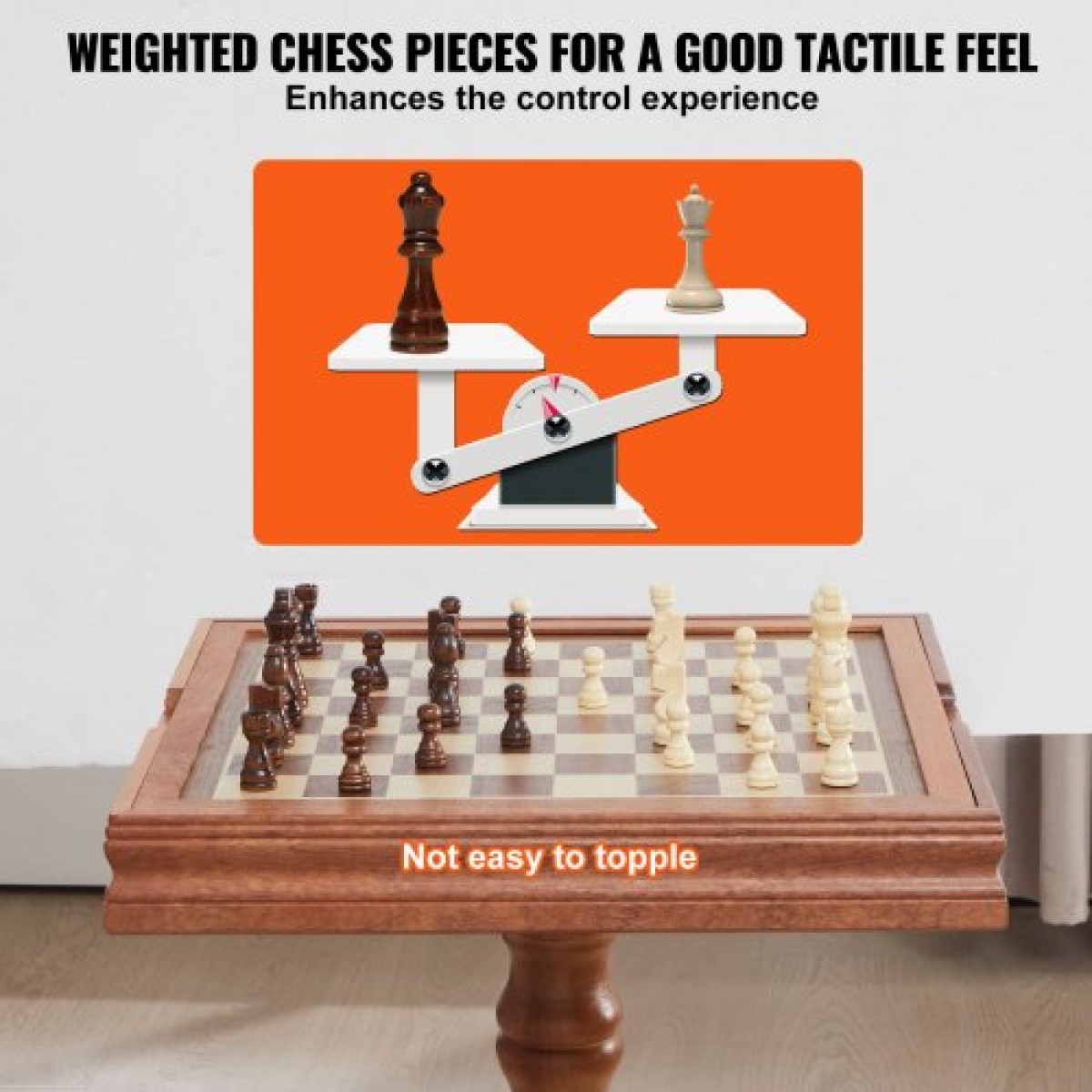 VEVOR 3-IN-1 Chess Checkers Σετ επιτραπέζιου τάβλι, Ξύλινο τραπέζι σκακιού 18 ιντσών Premium, Σετ επιτραπέζιου παιχνιδιού Deluxe Combo, Σετ επιτραπέζιου παιχνιδιού σκακιού Δώρο για οικογενειακά επιτραπέζια παιχνίδια
