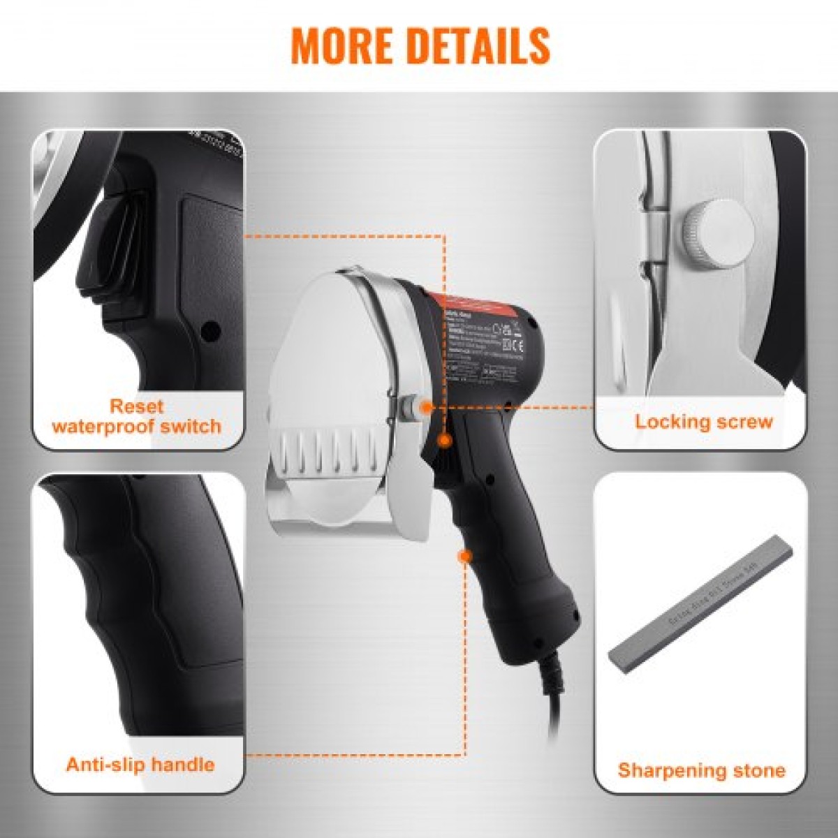 VEVOR Electric Shawarma Knife, Επαγγελματικό τουρκικό μαχαίρι για κεμπάπ 80W, Επαγγελματικός γυροσκόφτης από ανοξείδωτο ατσάλι, τεμαχιστής κρέατος Doner kebab με 2 λεπίδες, Διάμετρος λεπίδας Φ4"/100mm, Ρυθμιζόμενο πάχος 0-8mm
