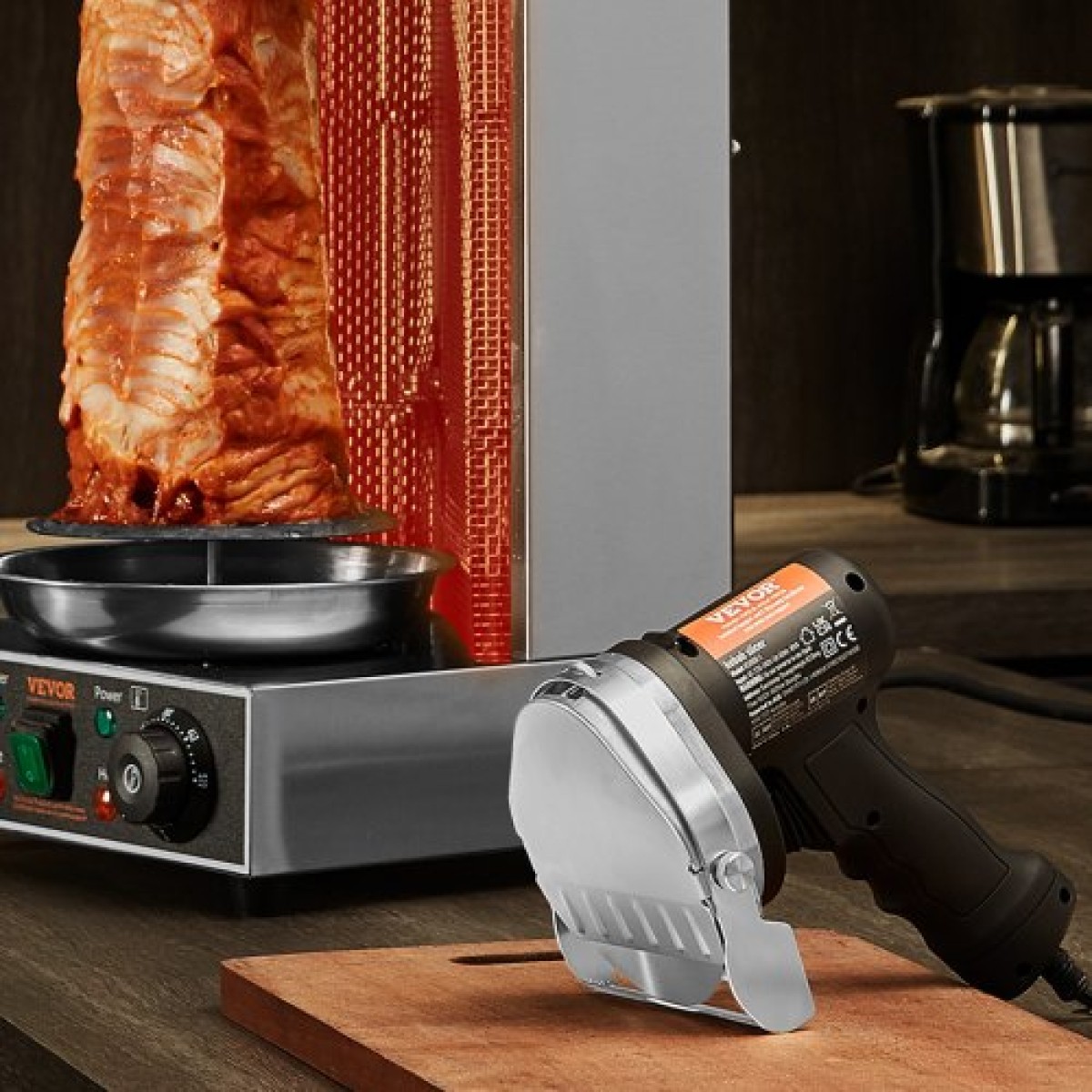 VEVOR Electric Shawarma Knife, Επαγγελματικό τουρκικό μαχαίρι για κεμπάπ 80W, Επαγγελματικός γυροσκόφτης από ανοξείδωτο ατσάλι, τεμαχιστής κρέατος Doner kebab με 2 λεπίδες, Διάμετρος λεπίδας Φ4"/100mm, Ρυθμιζόμενο πάχος 0-8mm