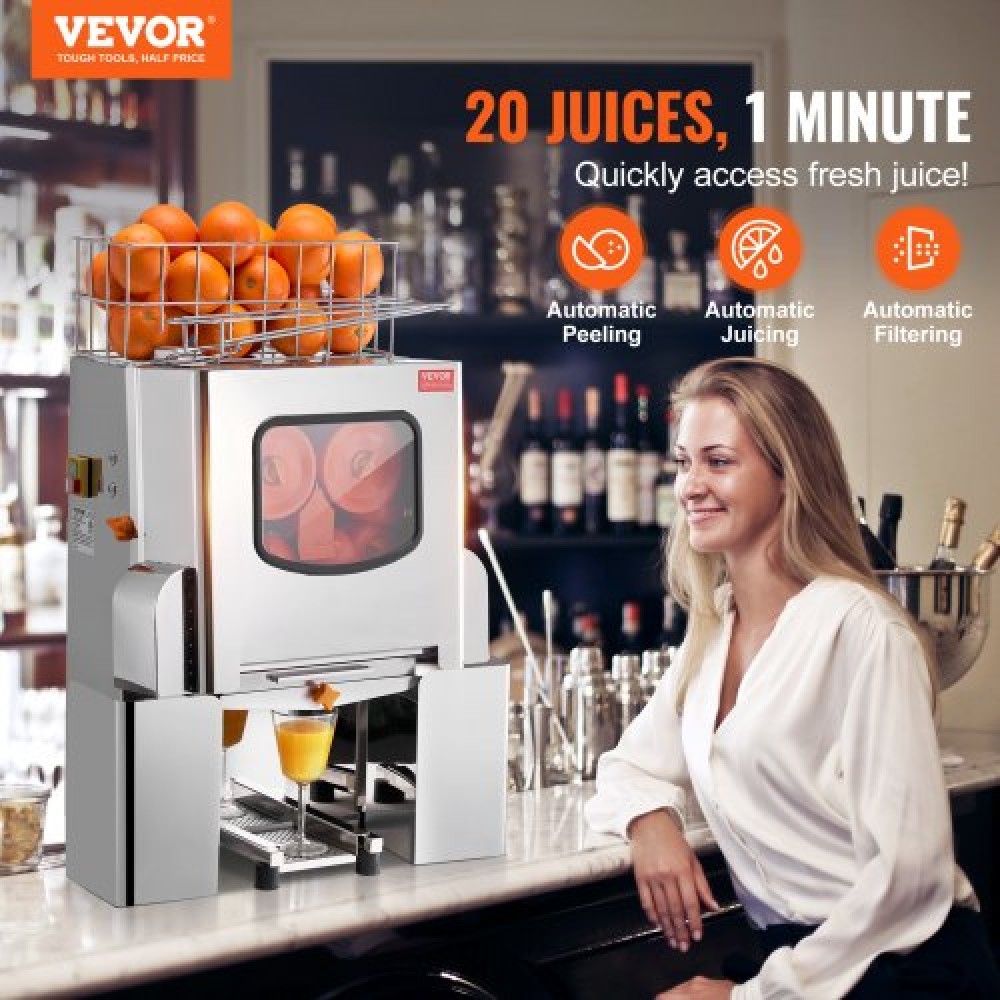 VEVOR Commercial Orange Juicer Machine 120W Stainless Steel Squeezer Extractor