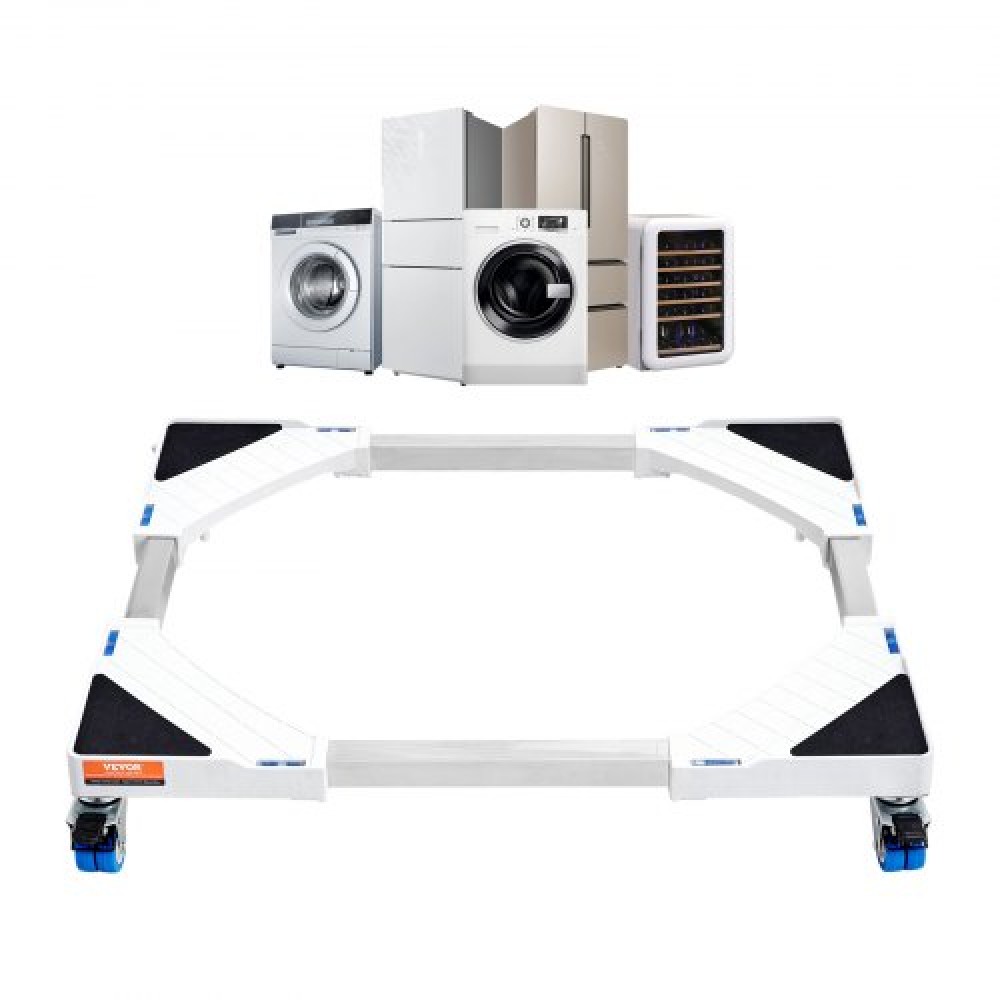 VEVOR Mini Fridge Stand Universal Laundry Pedestal, Adjustable Refrigerator Stand with Smooth Casters, Washing Machine Pedestal Multi-Functional Base for Washer And Dryer, 381-615mm Wide Expandable