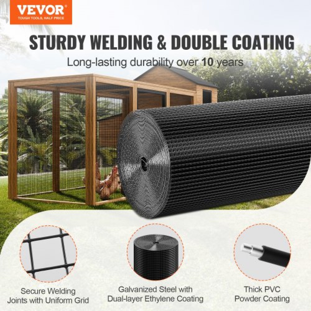 Υφασμάτινο ύφασμα VEVOR, 910 x 30480 mm Ρολό από γαλβανισμένο συρμάτινο πλέγμα, ρολό συρμάτινου φράχτη κοτόπουλου 19 διαμετρήματος, μεταλλικό συρμάτινο πλέγμα επικάλυψης βινυλίου για φράγμα κοτέτσι, φράχτες φιδιών κουνελιών, περιβλήματα πουλερικών