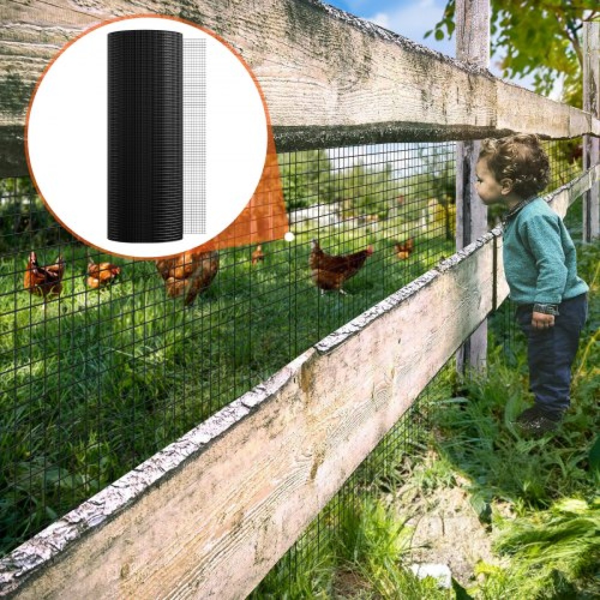 Υφασμάτινο ύφασμα VEVOR, 910 x 30480 mm Ρολό από γαλβανισμένο συρμάτινο πλέγμα, ρολό συρμάτινου φράχτη κοτόπουλου 19 διαμετρήματος, μεταλλικό συρμάτινο πλέγμα επικάλυψης βινυλίου για φράγμα κοτέτσι, φράχτες φιδιών κουνελιών, περιβλήματα πουλερικών