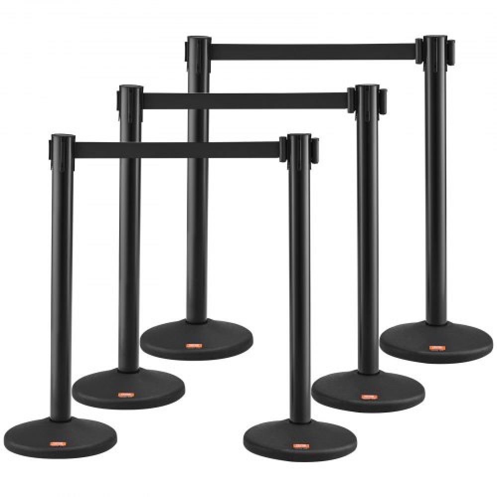 Βάλοι VEVOR Crowd Control Stanchions, 6-pack Crowd Control Barriers with 3PCS 6.5FT Black Retractable Belts, Plastic Stanchion Queue Post, Belt Barriers Line Divider Stanchion set for Airport, Exhibition