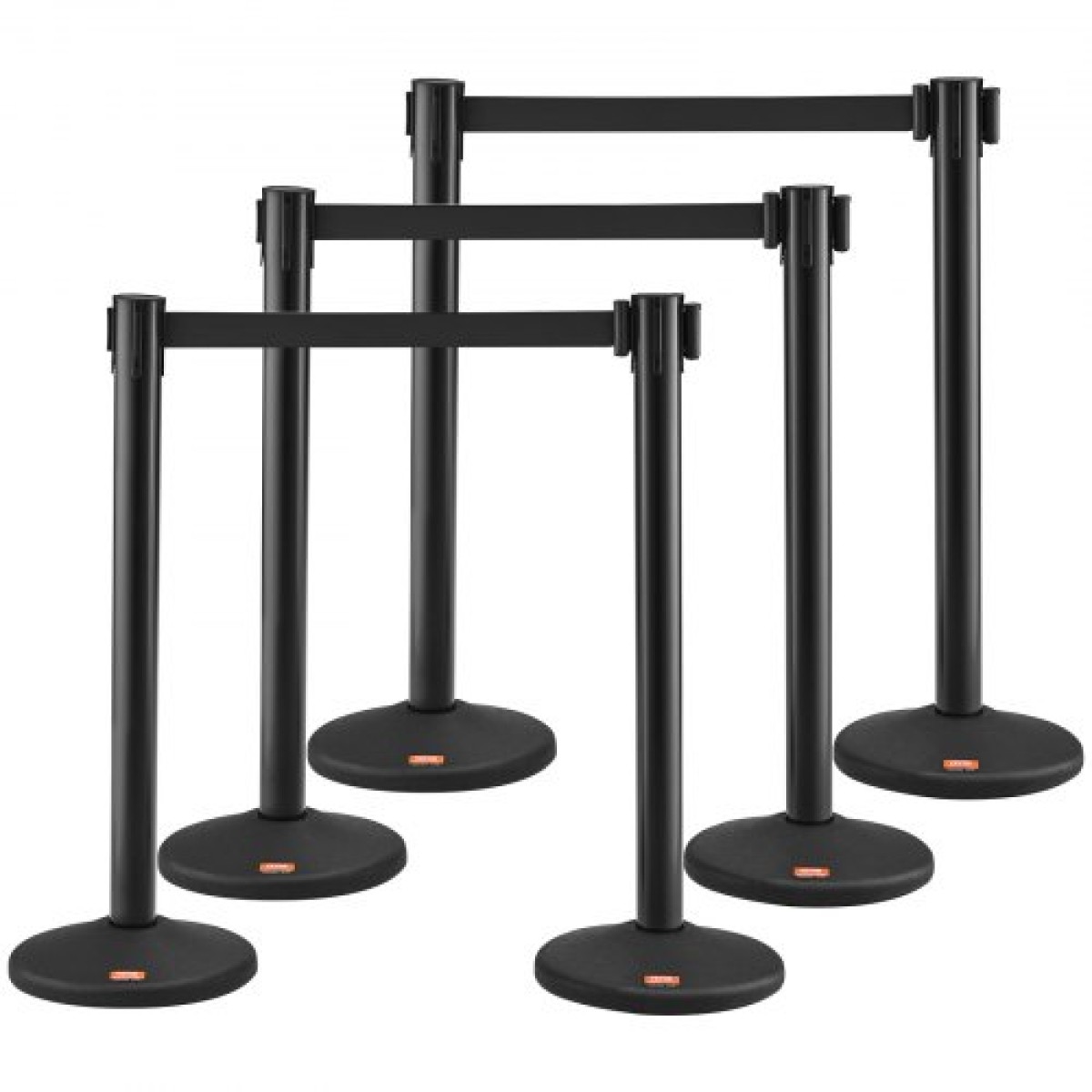 Βάλοι VEVOR Crowd Control Stanchions, 6-pack Crowd Control Barriers with 3PCS 6.5FT Black Retractable Belts, Plastic Stanchion Queue Post, Belt Barriers Line Divider Stanchion set for Airport, Exhibition