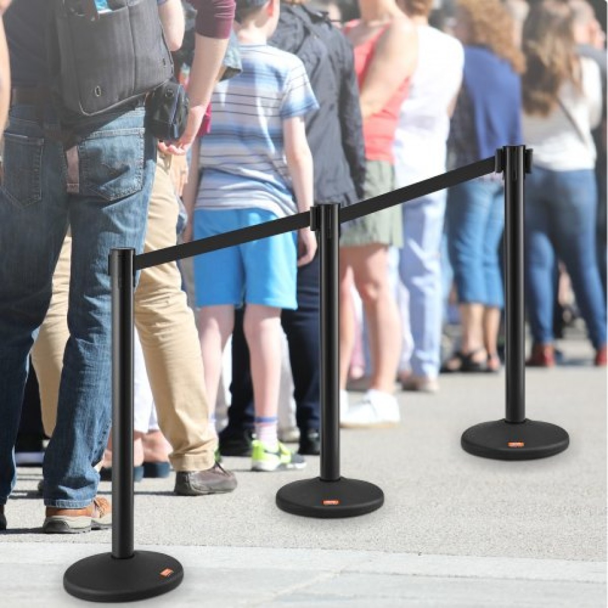 Βάλοι VEVOR Crowd Control Stanchions, 6-pack Crowd Control Barriers with 3PCS 6.5FT Black Retractable Belts, Plastic Stanchion Queue Post, Belt Barriers Line Divider Stanchion set for Airport, Exhibition