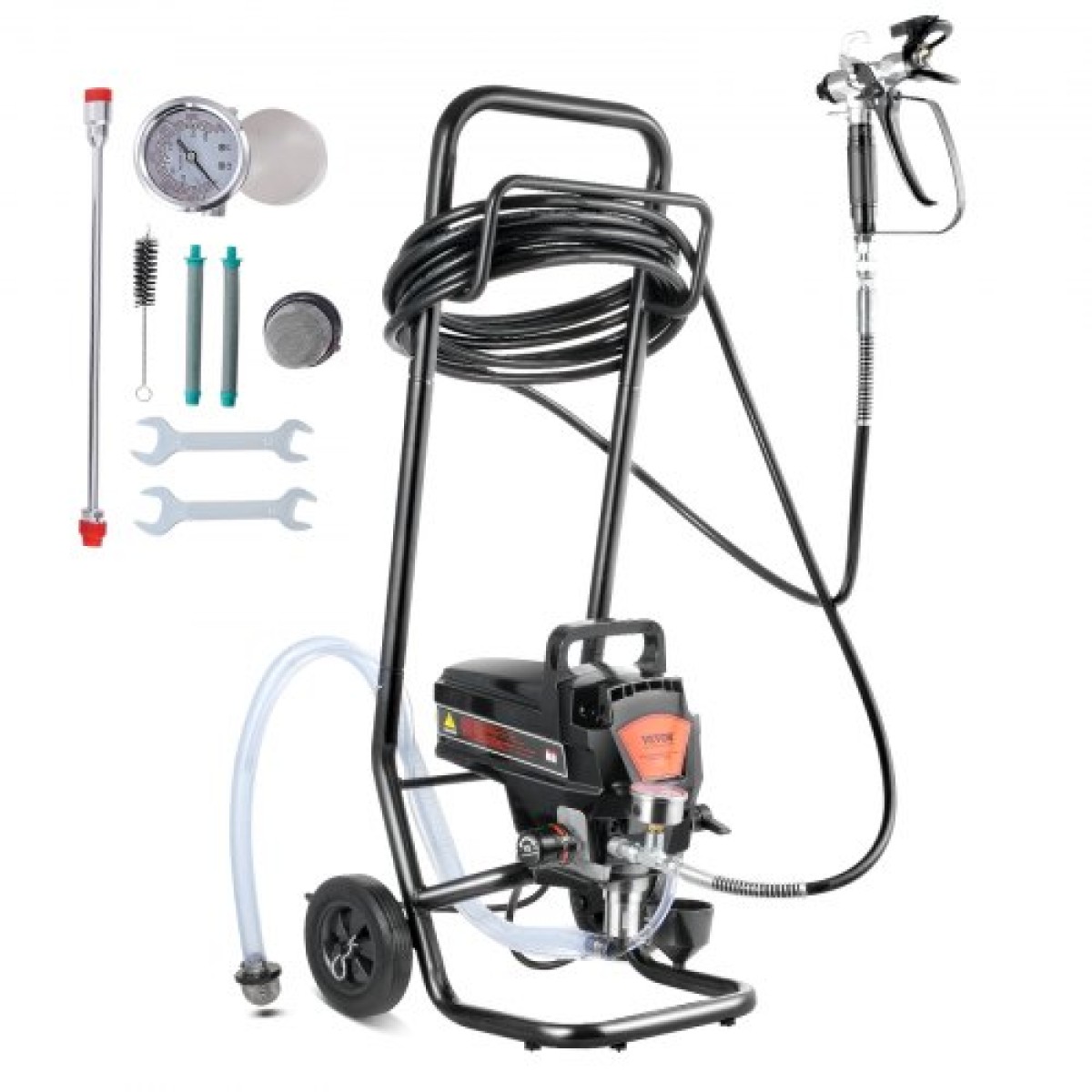 VEVOR Stand Airless Paint Sprayer, 950W 3000PSI High Efficiency Electric Airless Sprayer with Cart, Fine and ομοιόμορφο εφέ βαφής, Ψεκαστήρες χρωμάτων για έπιπλα και φράχτες εσωτερικού και εξωτερικού σπιτιού
