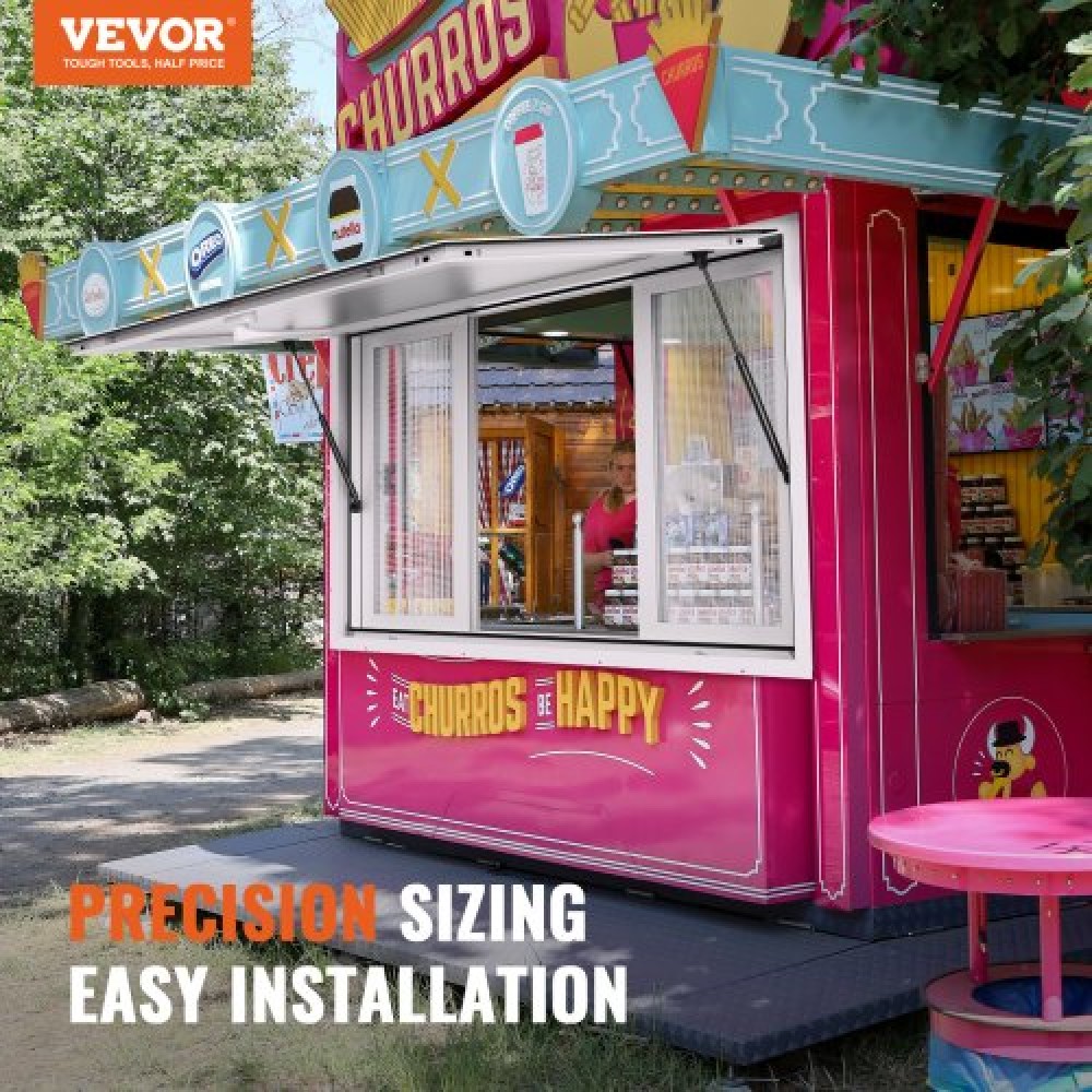 VEVOR Concession Window 36"x36", Παράθυρο Service Food Truck από κράμα αλουμινίου με 4 οριζόντια συρόμενα παράθυρα & τέντα πόρτα & σύρσιμο άγκιστρο, παράθυρο σερβιρίσματος έως 85 μοιρών για Food Truck Concession Trailer