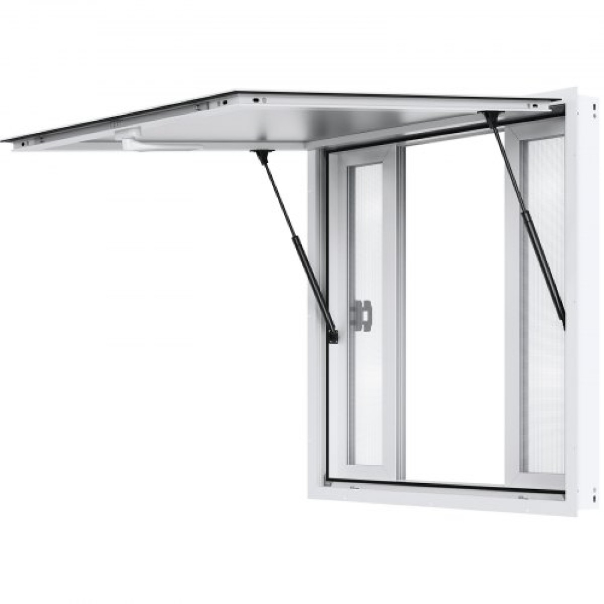VEVOR Concession Window 36"x36", Παράθυρο Service Food Truck από κράμα αλουμινίου με 4 οριζόντια συρόμενα παράθυρα & τέντα πόρτα & σύρσιμο άγκιστρο, παράθυρο σερβιρίσματος έως 85 μοιρών για Food Truck Concession Trailer
