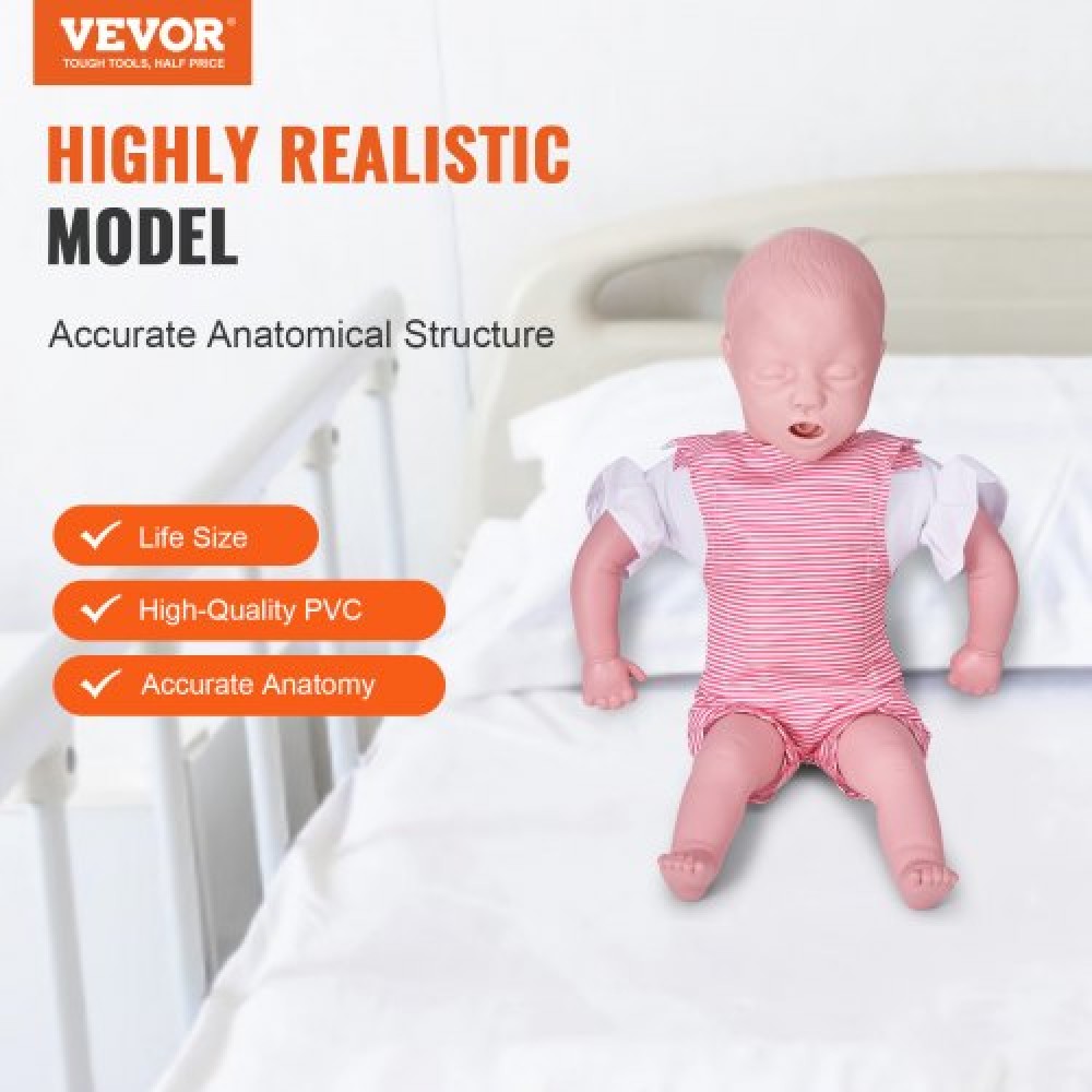 VEVOR Infant CPR Training Manikin, Heimlich Maneuver and Cardiopulmonary Resuscitation (CPR) Practice, Professional Infant Airway Obstruction Training Manikin, Baby Infarction Model for Education