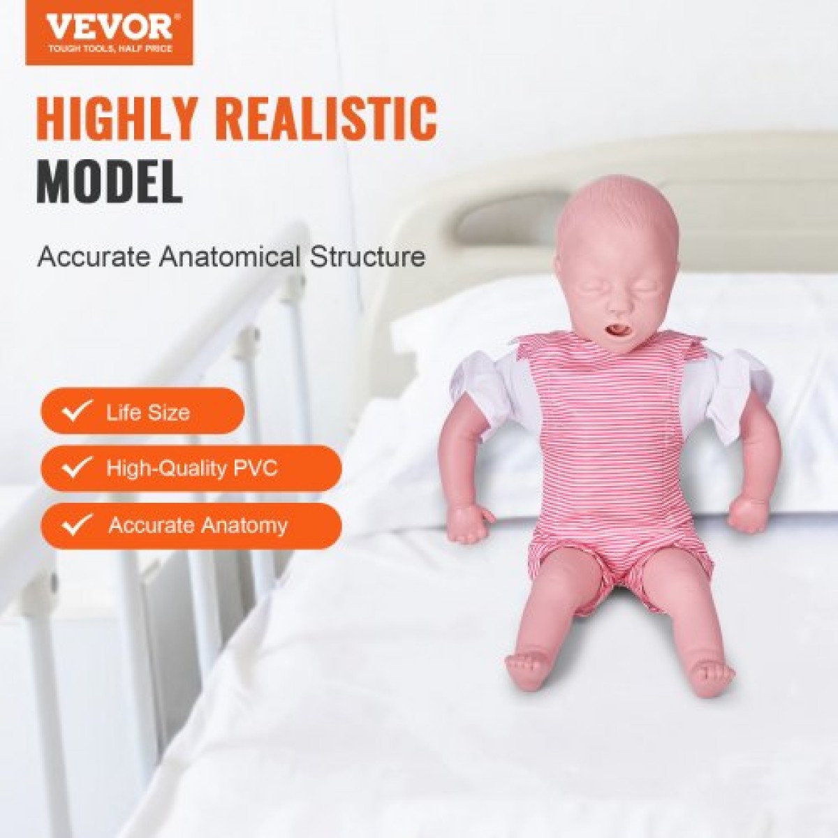 Εκπαιδευτικό ανδρείκελο VEVOR Infant CPR, Heimlich Maneuver and Cardiopulmonary Resuscitation (CPR), επαγγελματικό ανδρείκελο εκπαίδευσης απόφραξης αεραγωγού βρεφών, μοντέλο εμφράγματος μωρού για εκπαίδευση