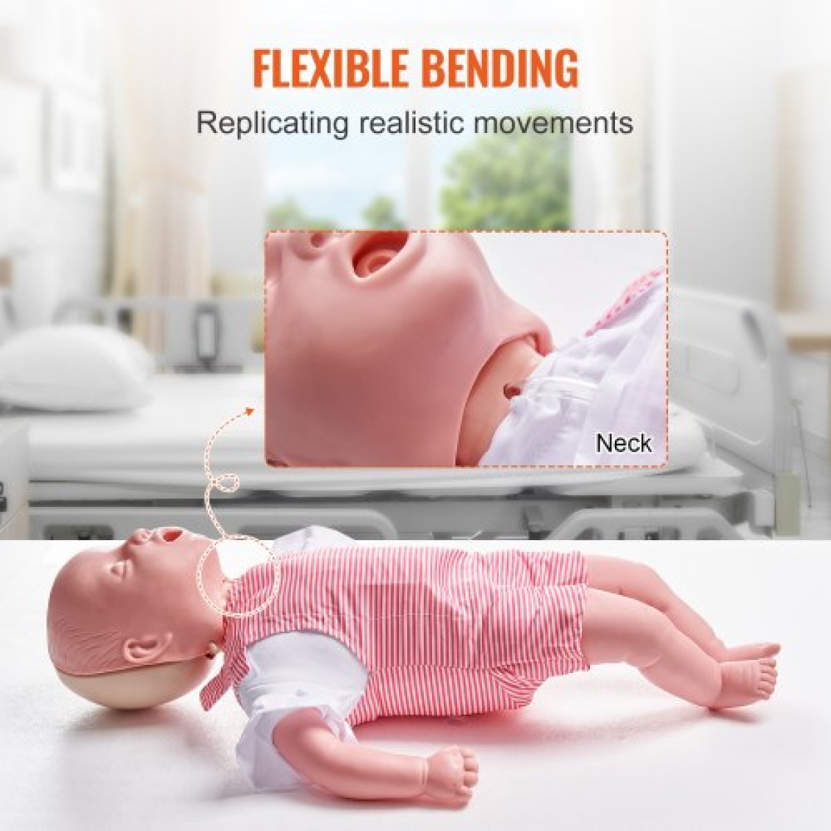 Εκπαιδευτικό ανδρείκελο VEVOR Infant CPR, Heimlich Maneuver and Cardiopulmonary Resuscitation (CPR), επαγγελματικό ανδρείκελο εκπαίδευσης απόφραξης αεραγωγού βρεφών, μοντέλο εμφράγματος μωρού για εκπαίδευση