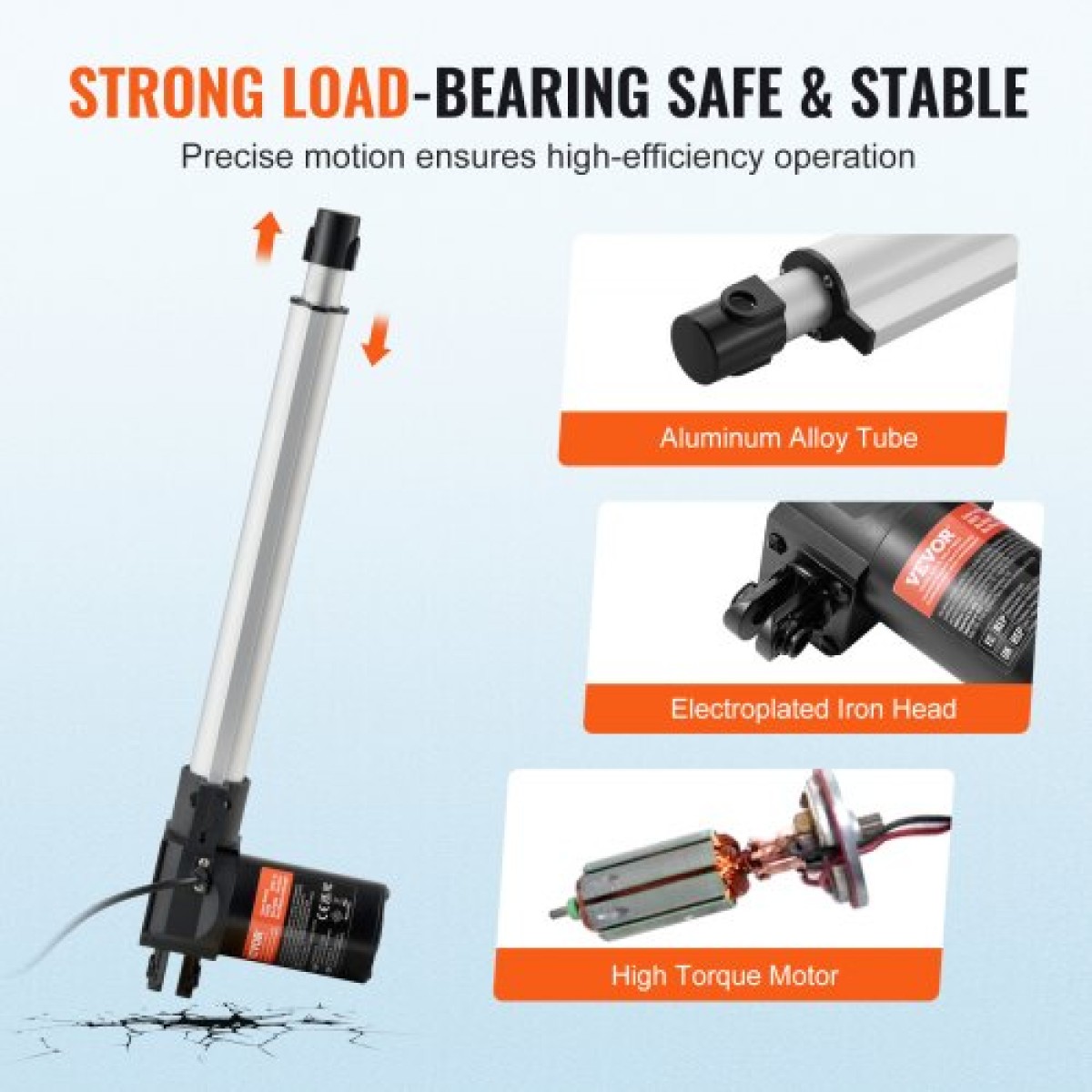 VEVOR Linear Actuator 12V 12In Heavy Duty 1320lbs/6000N 0.19"/s IP44 Protection