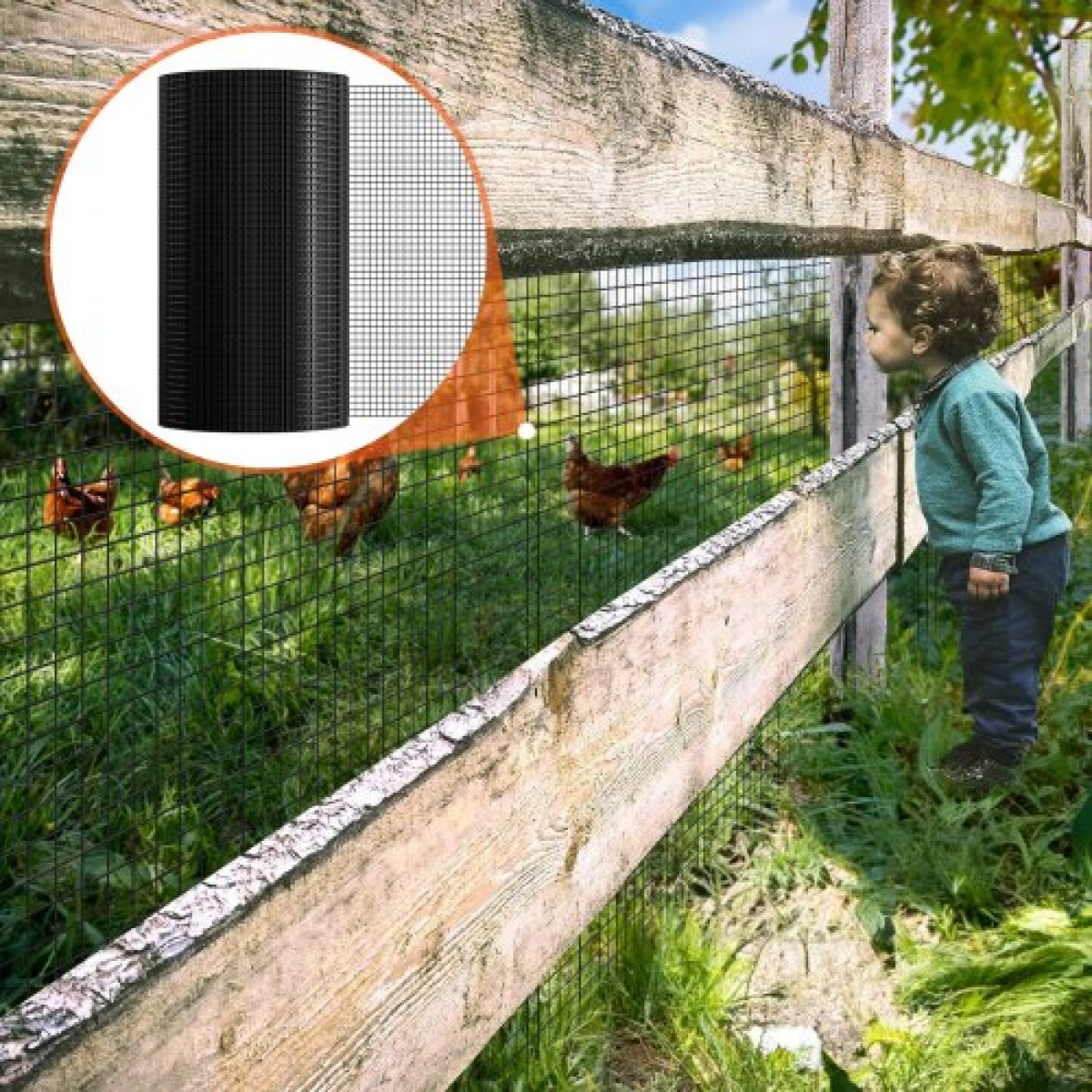 Ύφασμα VEVOR Hardware, 24'' x 100' Ρολό από γαλβανισμένο συρμάτινο πλέγμα, 19 Gauge ρολό συρμάτινο φράχτη κοτόπουλου, μεταλλικό συρμάτινο πλέγμα επικάλυψης βινυλίου για φράγμα κοτέτσι, φράχτες φιδιών κουνελιών, περιβλήματα πουλερικών