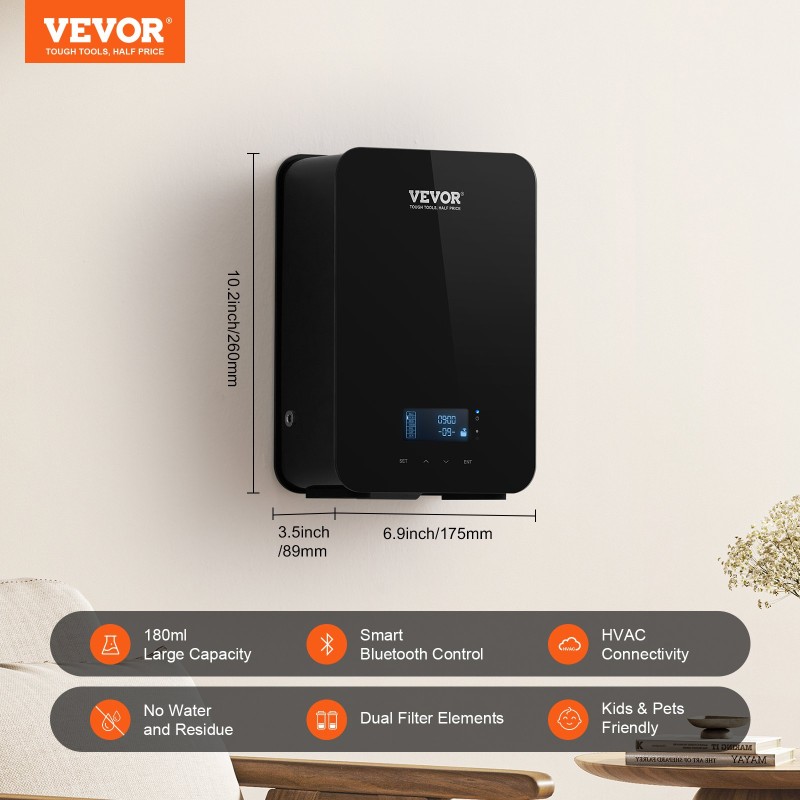 VEVOR Upgrade HVAC Scent Diffuser, Smart Scent Air Machine for Home, 180ML with Cold Air Technology, Waterless Essential Oil Diffuser, Κάλυμμα έως 2000 τετραγωνικά πόδια για σαλόνι, γραφείο, σπα, ξενοδοχείο