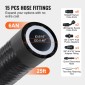 VEVOR 6AN Fuel Line Kit, 25 FT Fuel Hose Kit, 5/16" Nylon Inox Inox Kit Line Fuel Line PTFE, E85/Oil/Gas/Diesel Hose End Kit, with 15 PCS Swivel Fitting Adapter Kit, Μαύρο