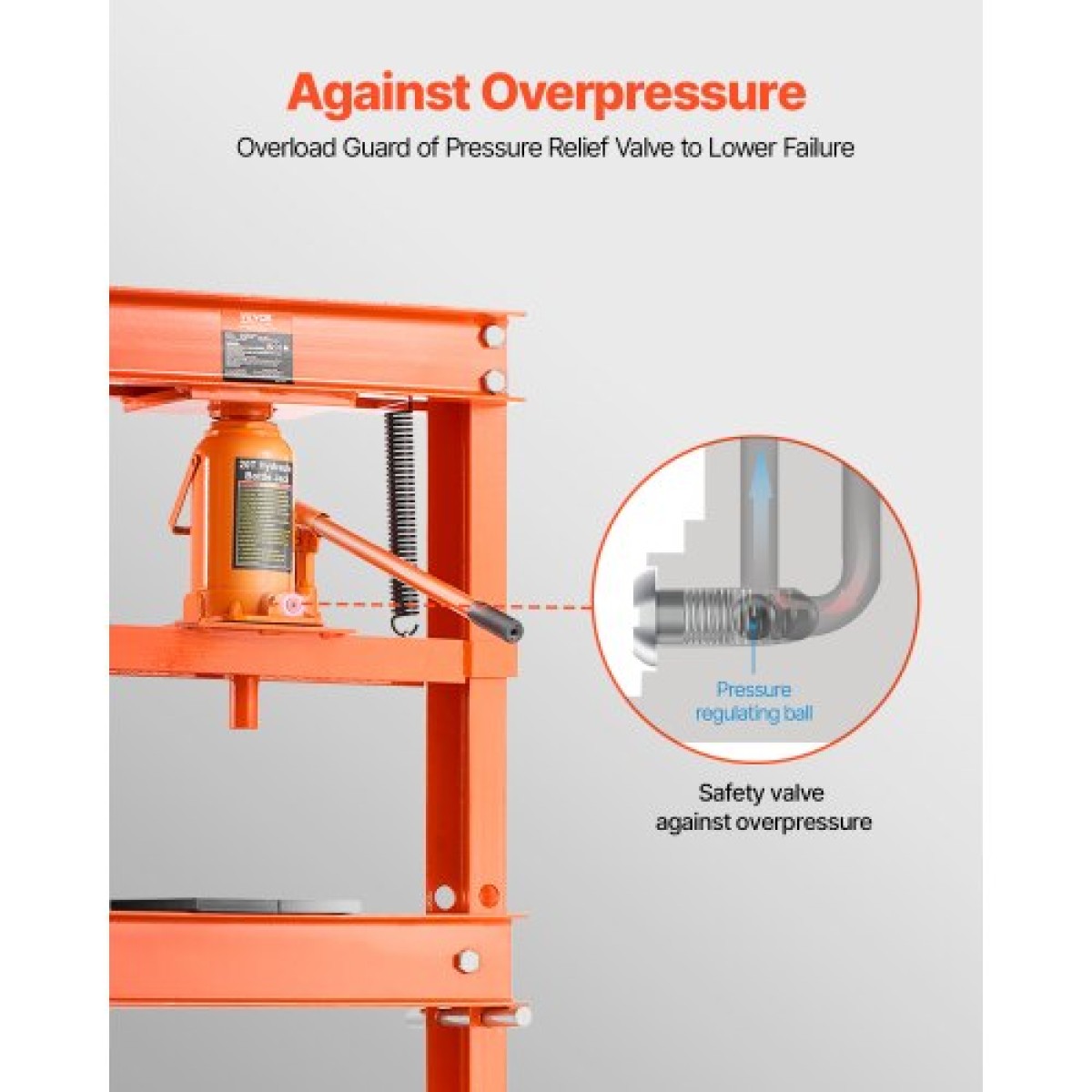 VEVOR Hydraulic Shop Press, 20 T H-Frame Shop Press, με πλάκα πρέσας & τριγωνική στήριξη, σταθερή υδραυλική πρέσα ρυθμιζόμενη στο πάτωμα γκαράζ με ανακουφιστική βαλβίδα, κατάλληλη για κάμψη, ίσιωμα & στάμπα