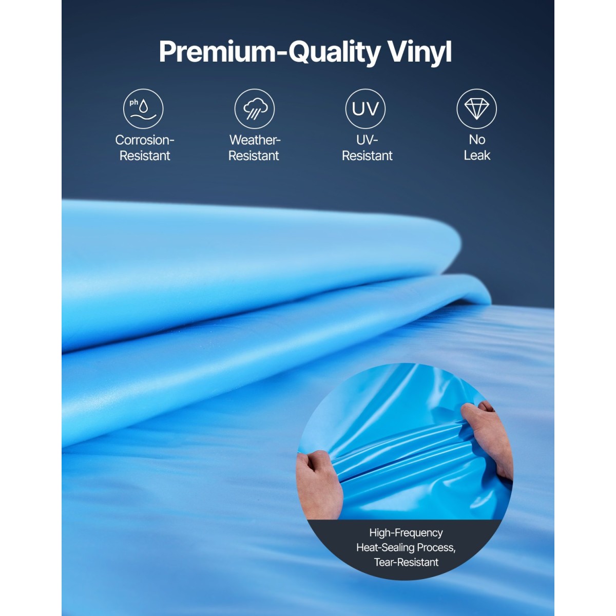 VEVOR Oval Liner Pool, 22 x 12,3 ft, Swimming Pool Liner, Standard Gauge, ανθεκτικό Vinyl Pool Liner, Στυλ επικάλυψης, Αντικατάσταση επένδυσης πισίνας για πισίνα 52 ιντσών με ύψος τοίχου πάνω από το έδαφος, μονόχρωμο