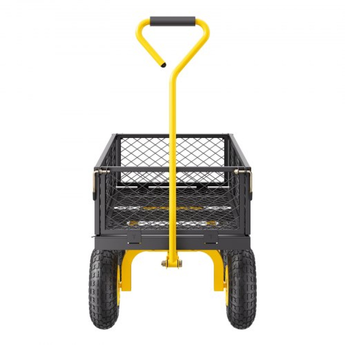 VEVOR 500 Lbs Steel Garden Cart, Heavy Duty Garden Wagon Cart pullable on Wheels, Metal Yard Utility Wagon Cart με 10" ελαστικά παντός εδάφους, Mesh αφαιρούμενα πλαϊνά και περιστρεφόμενη λαβή 180°