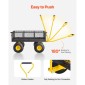 VEVOR 500 Lbs Steel Garden Cart, Heavy Duty Garden Wagon Cart pullable on Wheels, Metal Yard Utility Wagon Cart με 10" ελαστικά παντός εδάφους, Mesh αφαιρούμενα πλαϊνά και περιστρεφόμενη λαβή 180°