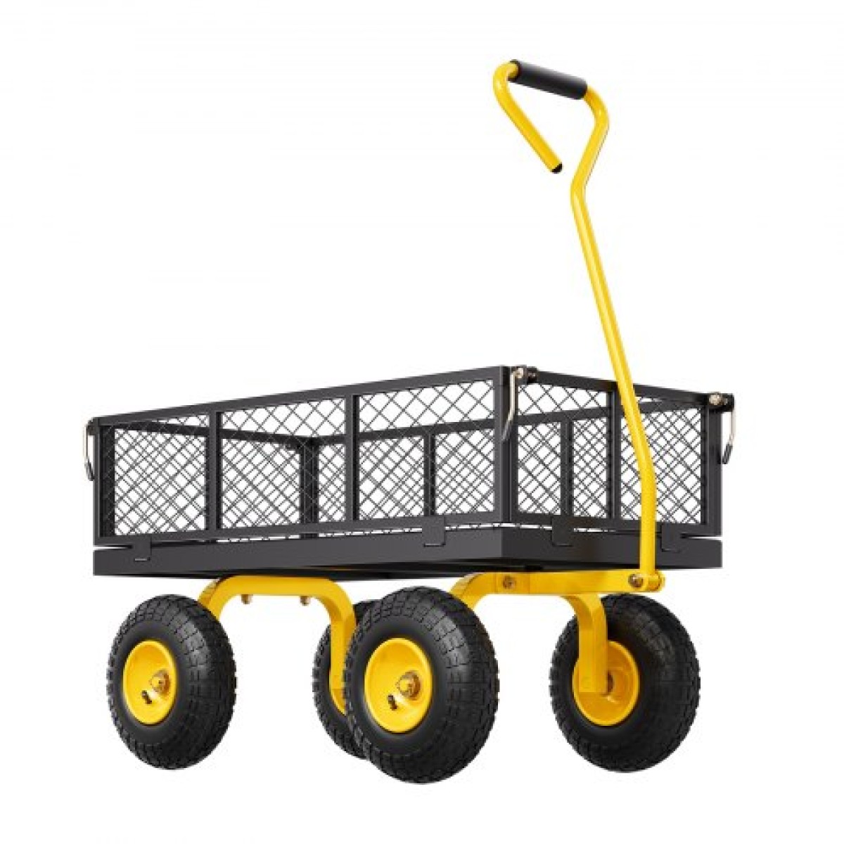 VEVOR 500 Lbs Steel Garden Cart, Heavy Duty Garden Wagon Cart pullable on Wheels, Metal Yard Utility Wagon Cart με 10" ελαστικά παντός εδάφους, Mesh αφαιρούμενα πλαϊνά και περιστρεφόμενη λαβή 180°