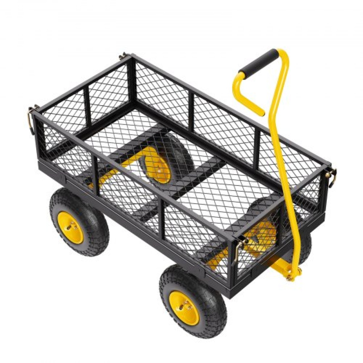VEVOR 500 Lbs Steel Garden Cart, Heavy Duty Garden Wagon Cart pullable on Wheels, Metal Yard Utility Wagon Cart με 10" ελαστικά παντός εδάφους, Mesh αφαιρούμενα πλαϊνά και περιστρεφόμενη λαβή 180°